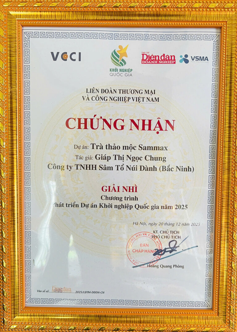 Sâm Tổ Núi Dành đạt Giải Nhì KN Quốc Gia